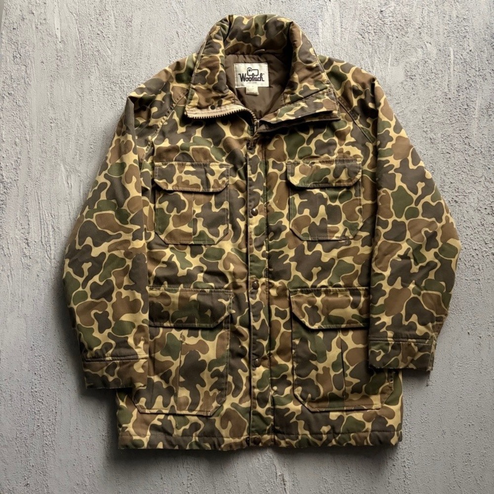 Vintage Woolrich Camouflage Jacket Medium Green 1980s Field Coat